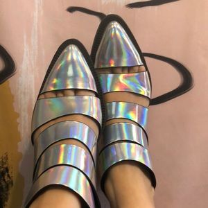 Holographic silver sandals